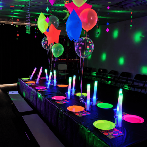 Neon Glow Party Table Setup